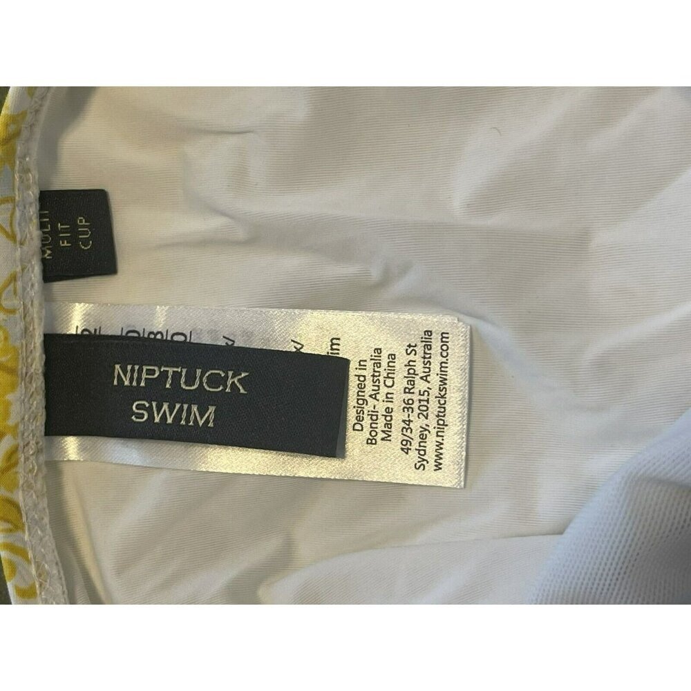 Niptuck Womens Floral Yellow Gray White Ruched Bodice One Piece Swim Suit 8 - Picture 6 of 7